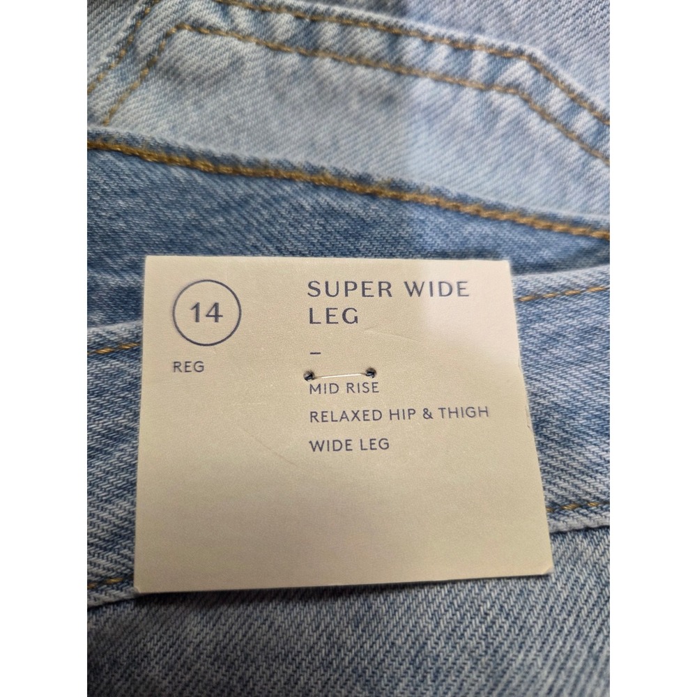 Universal Thread Super Wide Leg Jeans Light Wash Mid Rise Denim Womens‎ 14R New - Picture 5 of 8